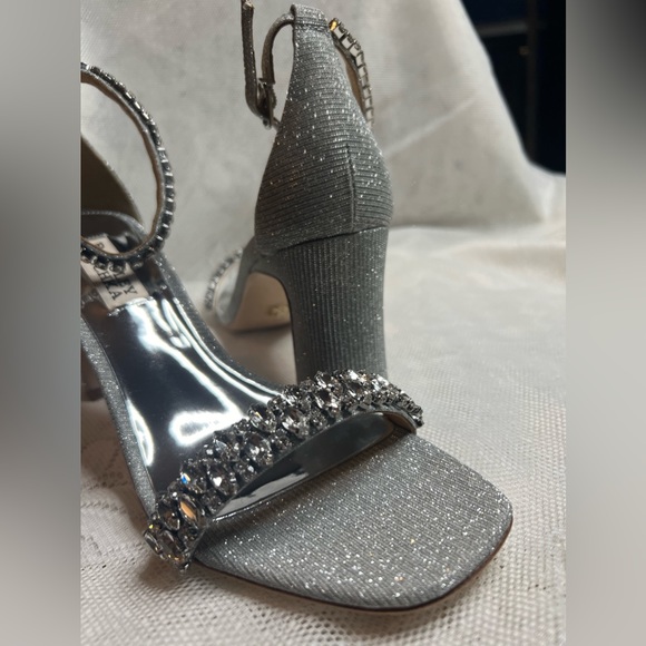 Badgley Mischka Harriet Open Toe Block Heel in Silver - Picture 6 of 14